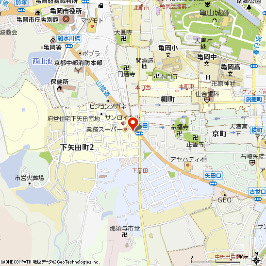 タイヤ館亀岡付近の地図